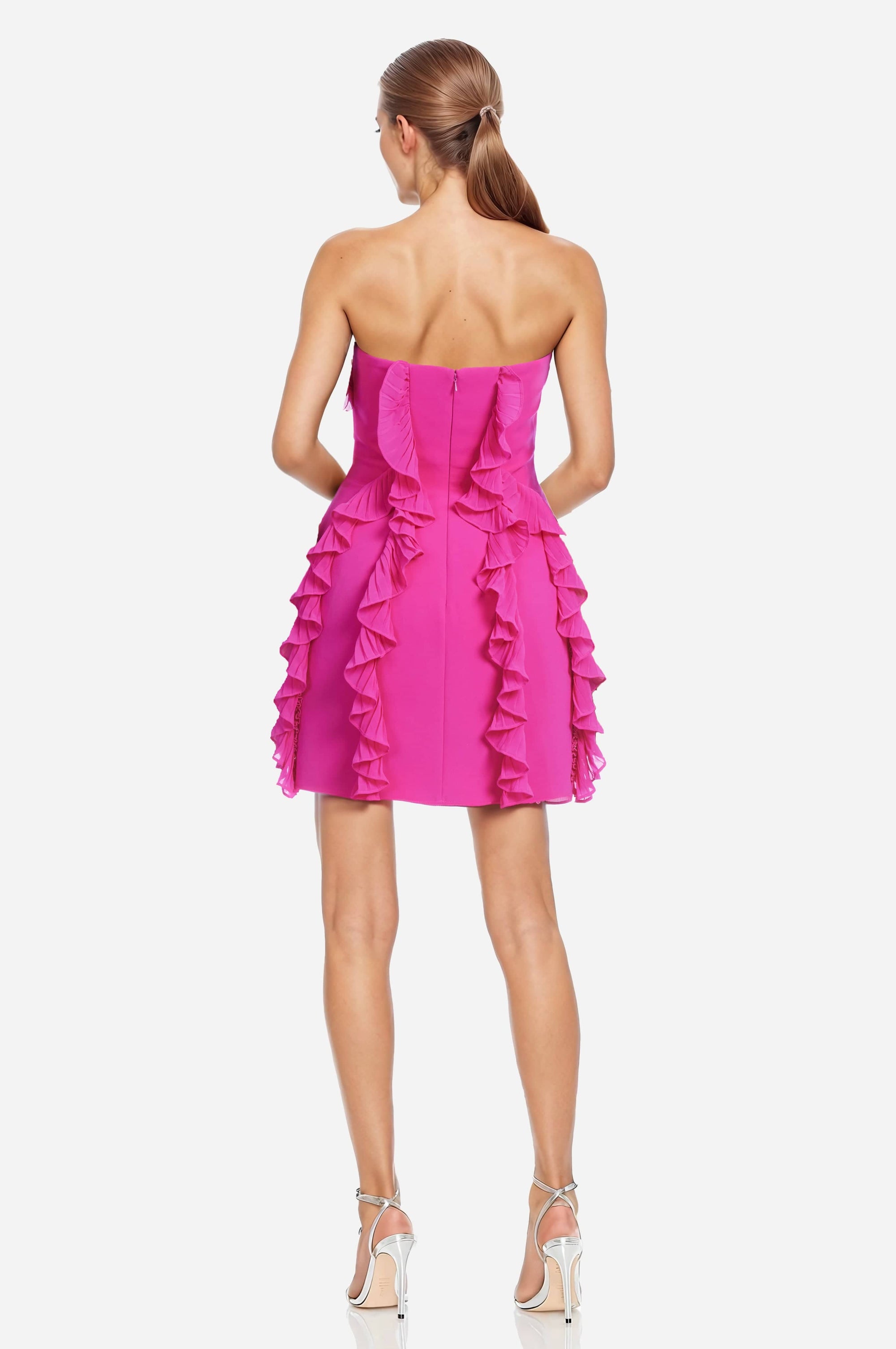 The Khefri Strapless Chiffon Cocktail Dress