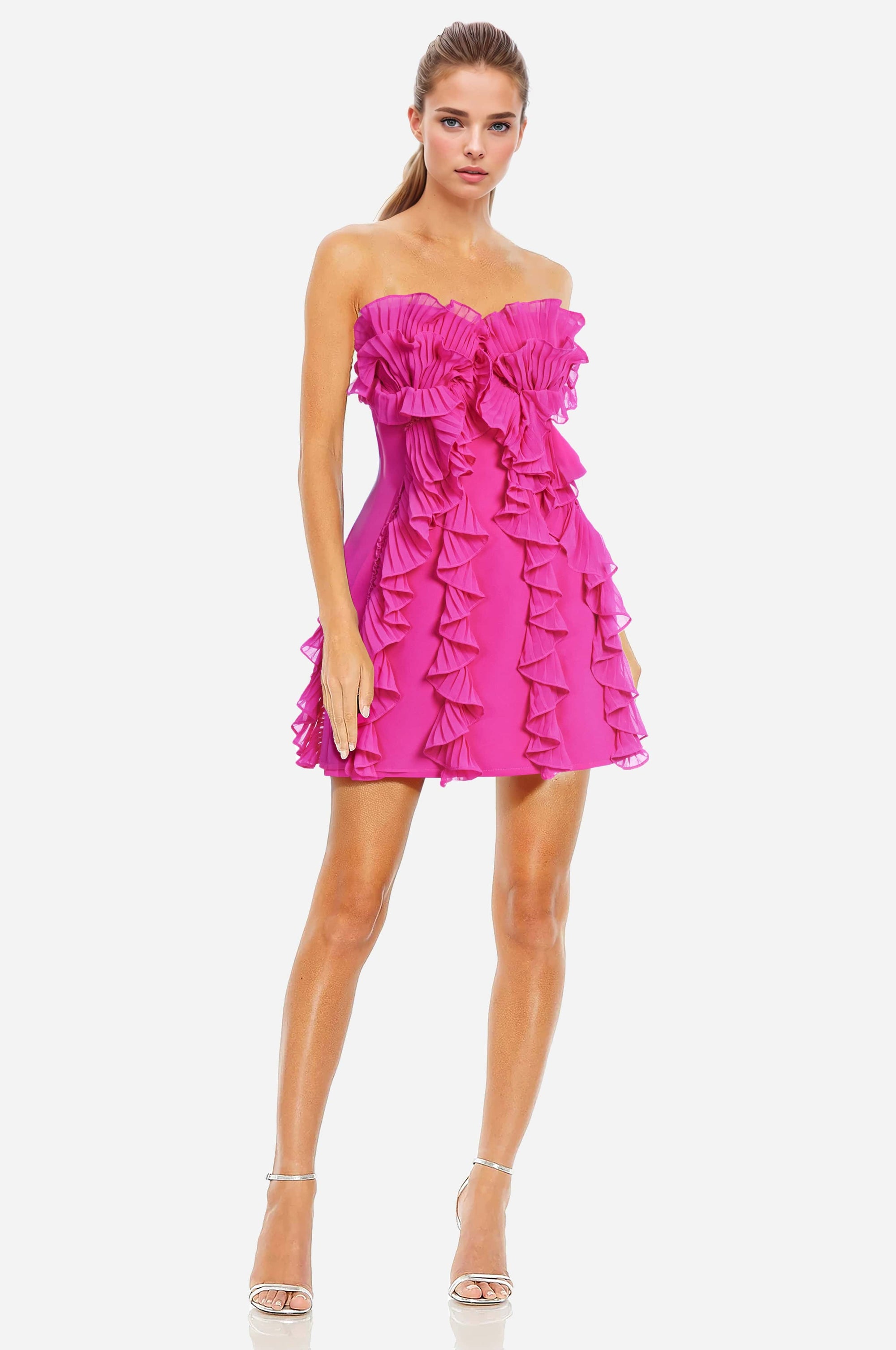 The Khefri Strapless Chiffon Cocktail Dress