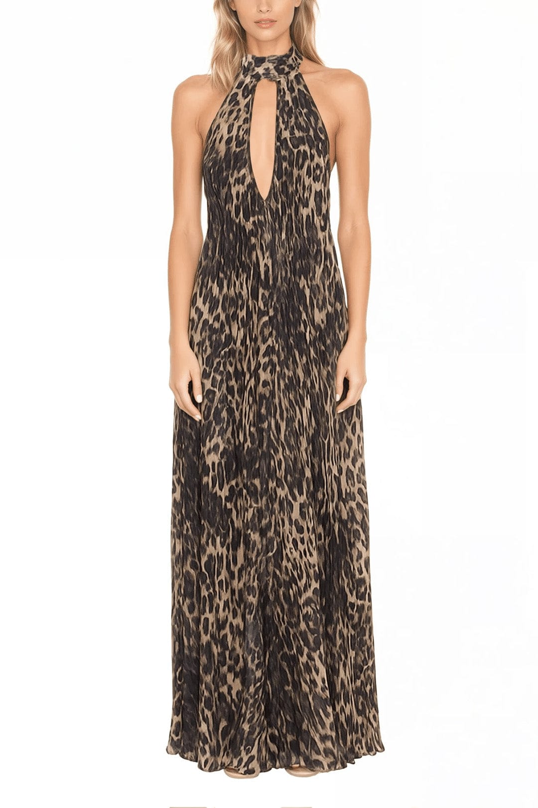 One33 Social - The Kaia Halter Gown - Leopard -