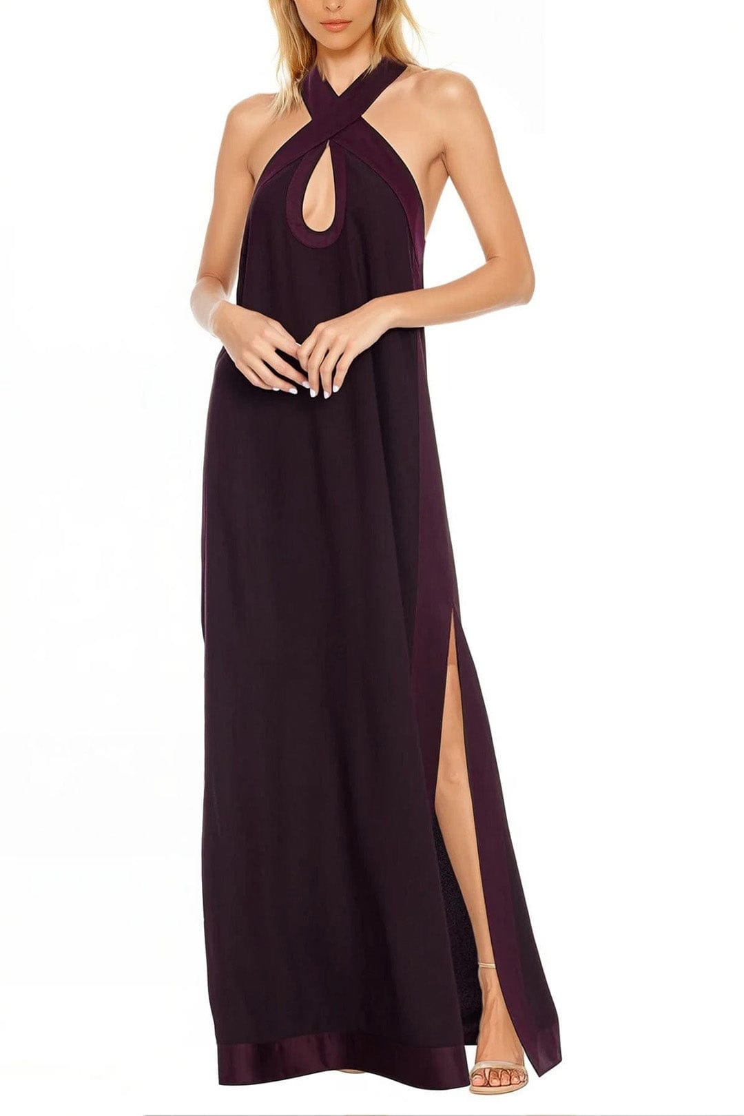 One33 Social - The Liana Halter Gown - Plum -
