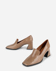 Intentionally Blank - Mosa Heeled Loafer - MUSHROOM LEATHER