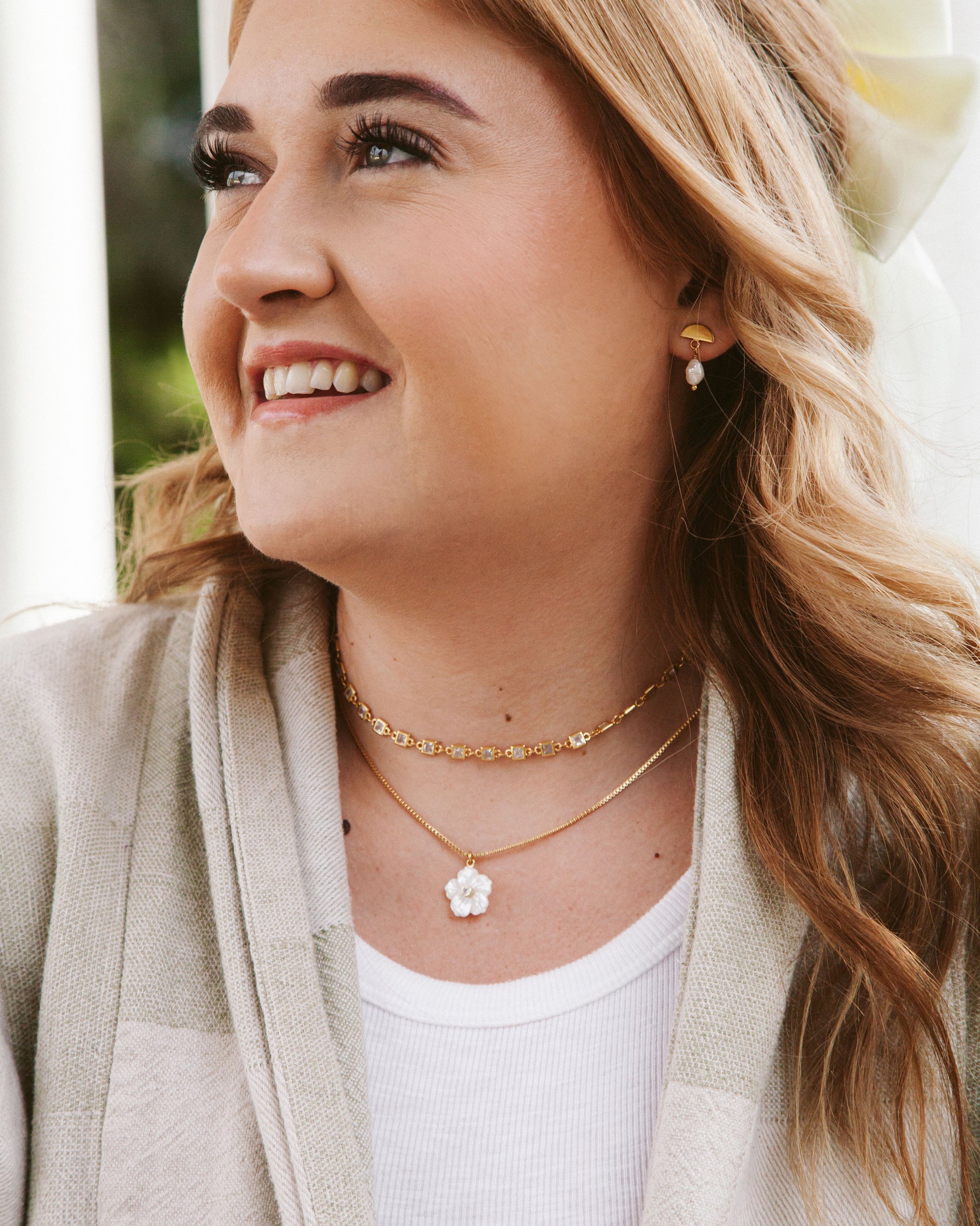 Grid Spectrum CZ Collar Chain Layering Necklace