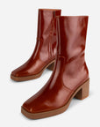 Intentionally Blank - Norfolk Stacked Heel Ankle Boot - COGNAC LEATHER