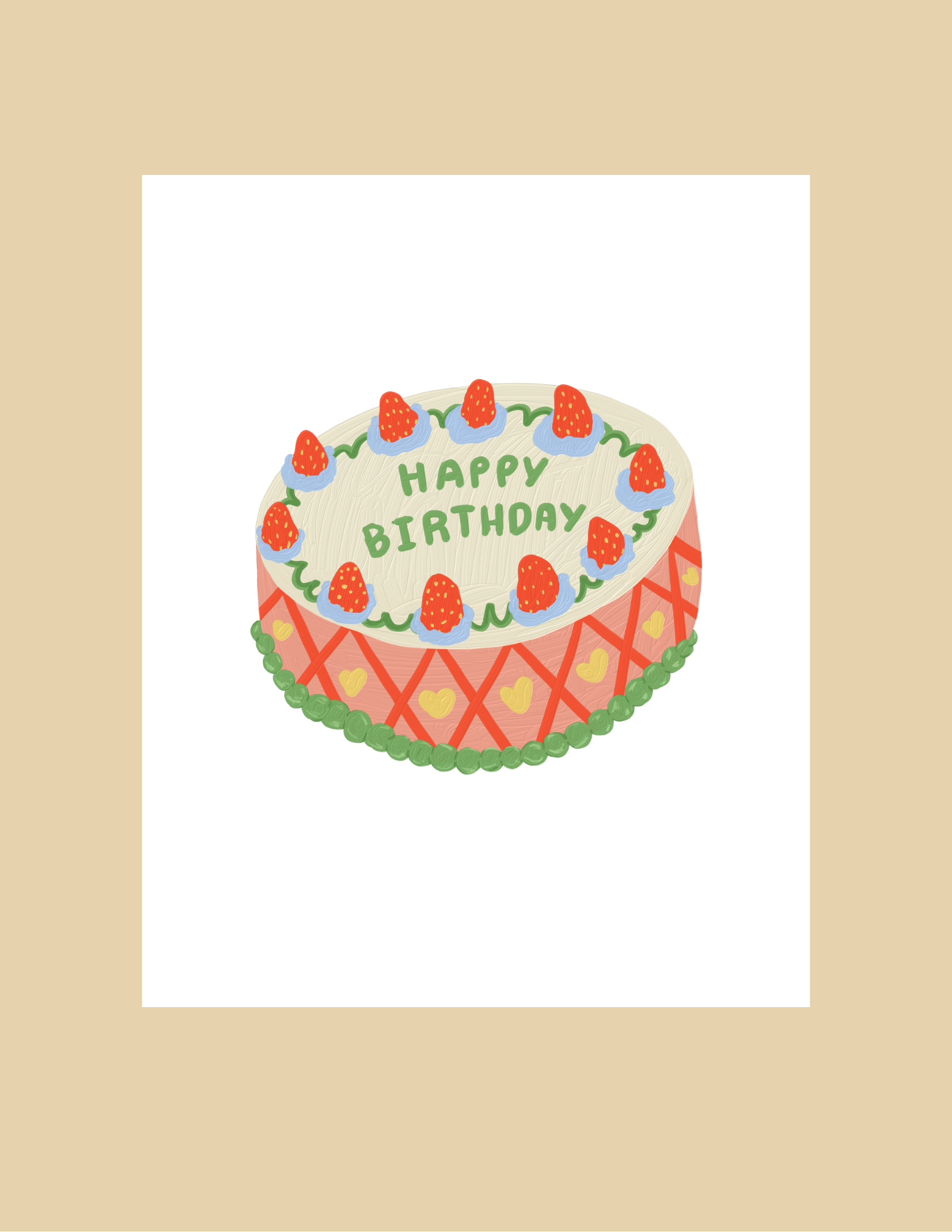 Greeting Card - Strawberry Bday Cake