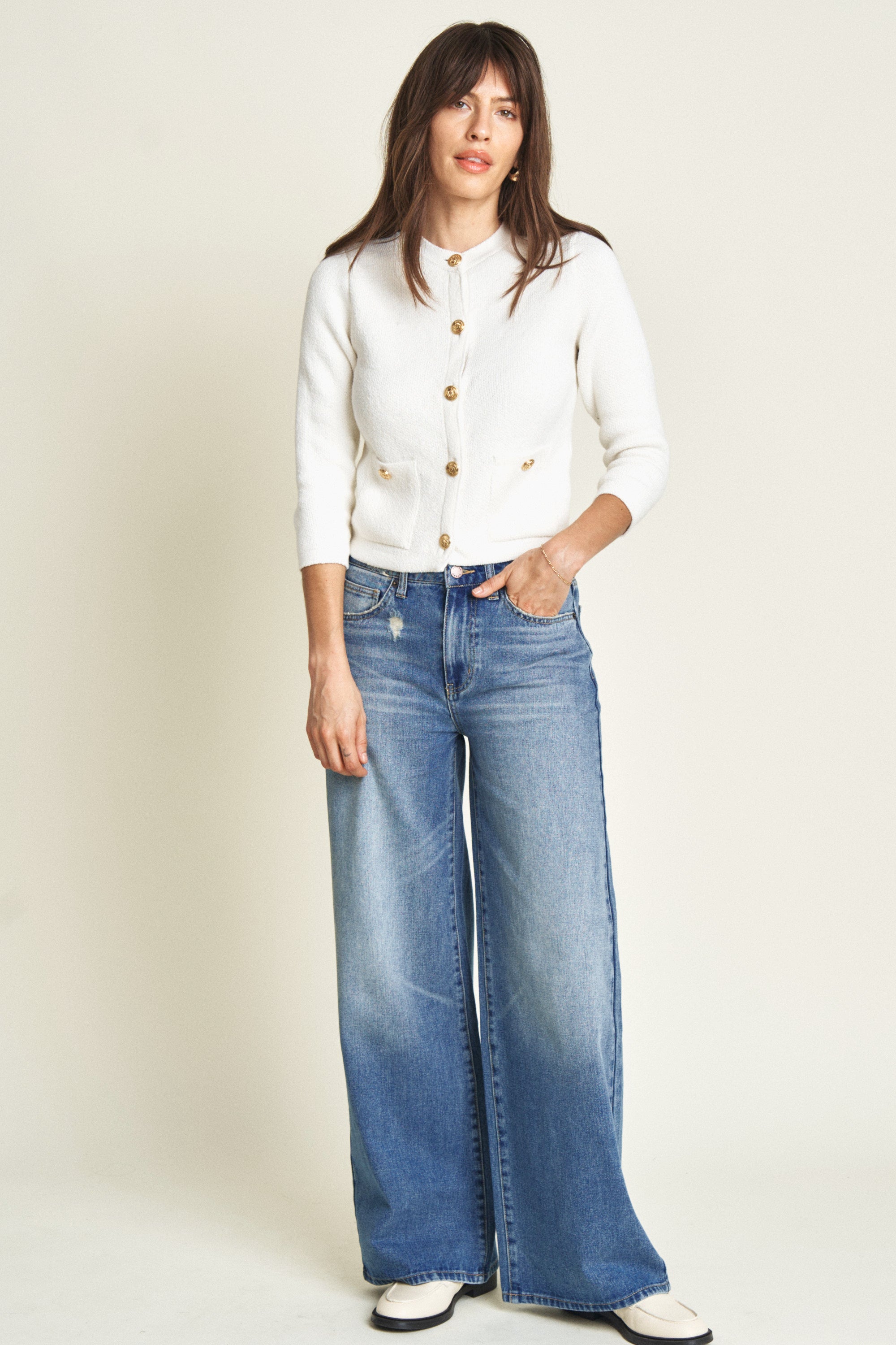 Madison Wide Leg - Bright Blue Worn