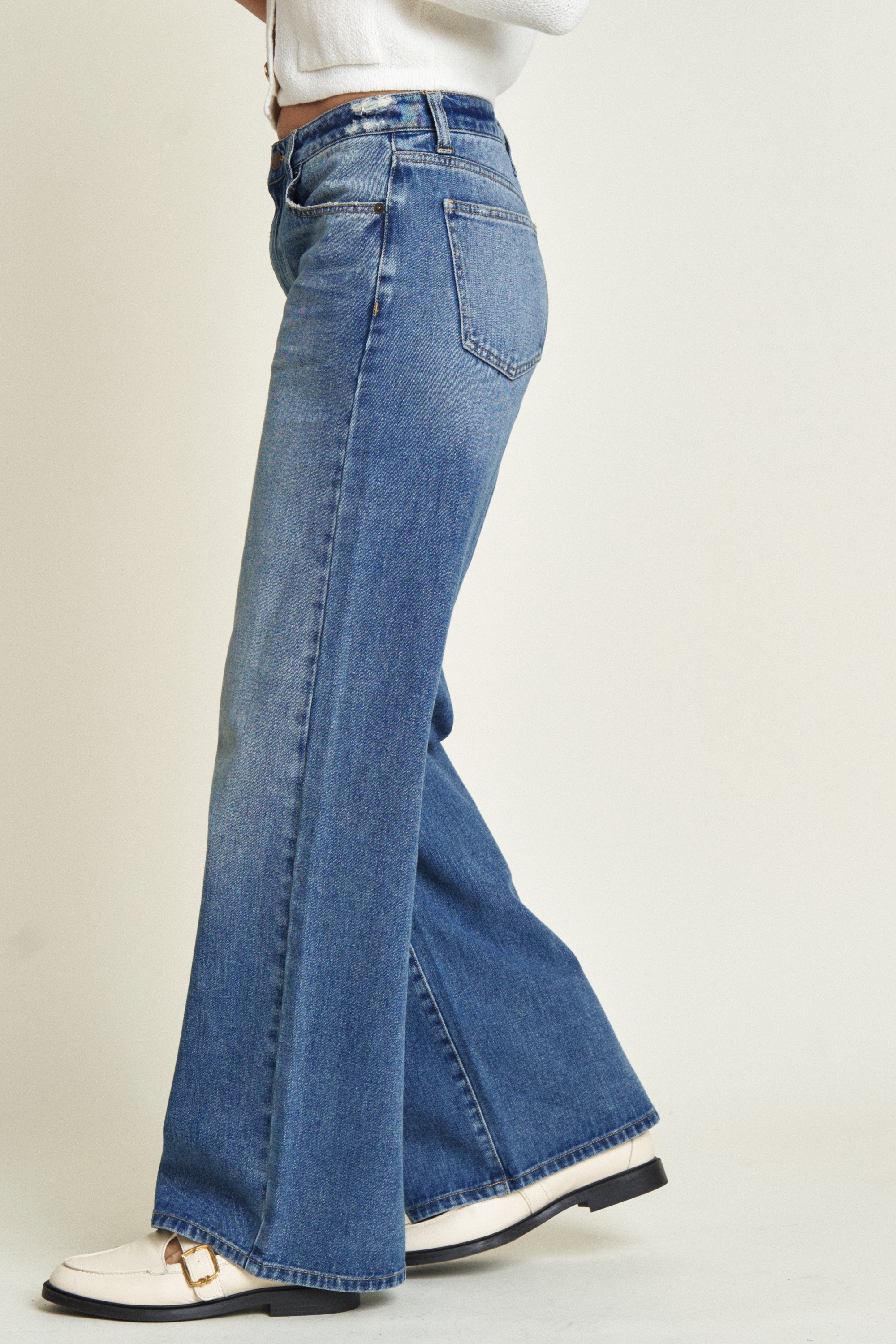 Madison Wide Leg - Bright Blue Worn