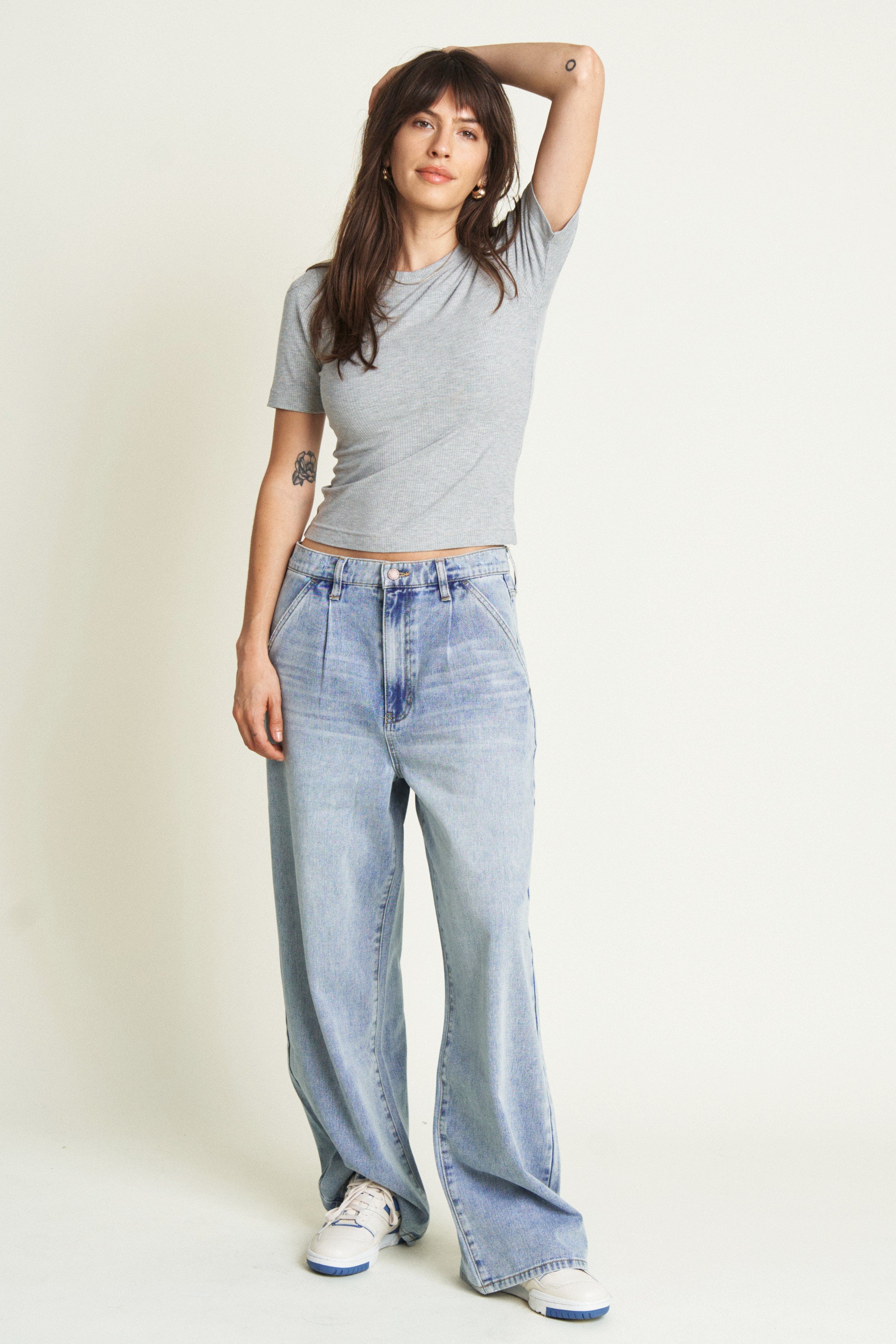 Thompson Low Slung Trouser - Light Indigo Worn