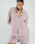 Wildflo Studio - Poplin Shirt Burgundy Pinstripe -