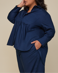 Harper Wilde - Classic Poplin Pajama Shirt - Midnight -