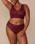 Harper Wilde - Bliss Lace Highwaist Brief - Bordeaux -