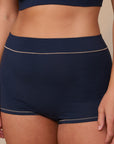 Harper Wilde - Cloud Cotton Highwaist Boyshort - Midnight w/ Tan -