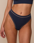 Harper Wilde - Cloud Cotton Highwaist Thong - Midnight w/ Tan -