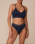 Harper Wilde - Cloud Cotton Highwaist Thong - Midnight w/ Tan -