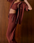 Harper Wilde - Perfect Pima Pant (Piping) - Bordeaux -