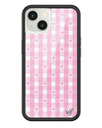 Wildflower iPhone case 13 Pink Gingham Hearts Vintage Cute Classic
