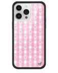 Wildflower iPhone case 14 Pro Max Pink Gingham Hearts Vintage Cute Classic