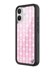 Wildflower iPhone case 16 Pink Gingham Hearts Vintage Cute
