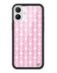 Wildflower iPhone case 16 Plus Pink Gingham Hearts Vintage Cute