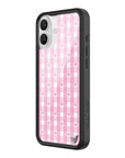 Wildflower iPhone case 16 Plus Pink Gingham Hearts Vintage Cute