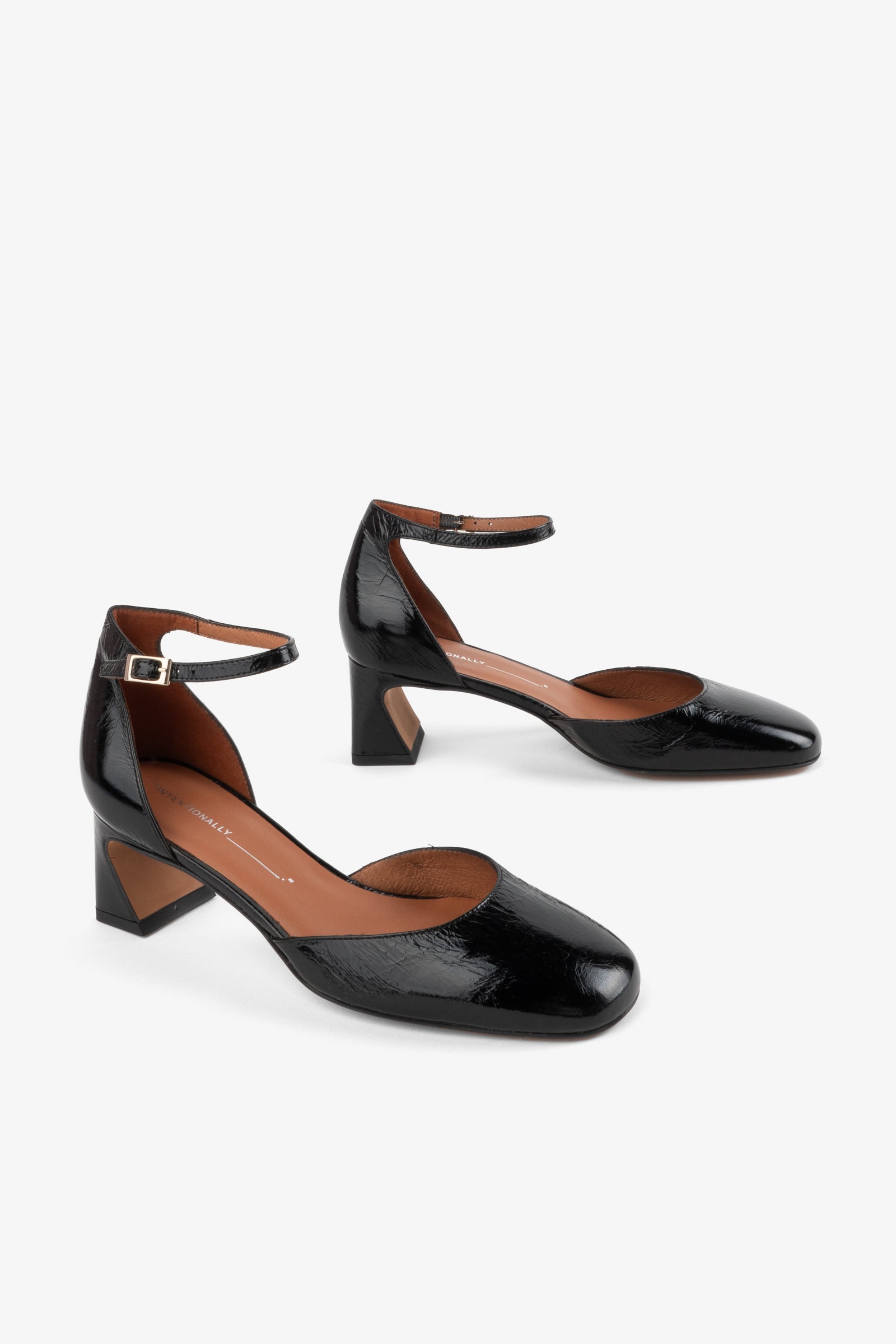 Intentionally Blank - Polly Heeled Mary Jane - BLACK LEATHER