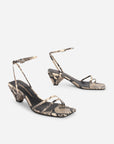 Intentionally Blank - Pretty Please Snake Embossed Heel - BLACK WHITE SNAKE EMBOSSED LEATHER