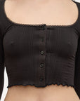 Organic Basics - Pointelle Cardigan - Black -