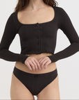 Organic Basics - Pointelle Cardigan - Black -