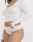 Organic Basics - Pointelle Cardigan - White -