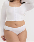 Organic Basics - Pointelle Cardigan - White -