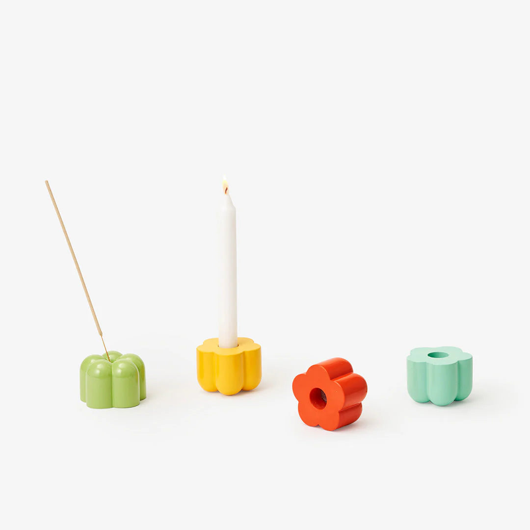 Poppy Candle & Incense Holder - Set of 4