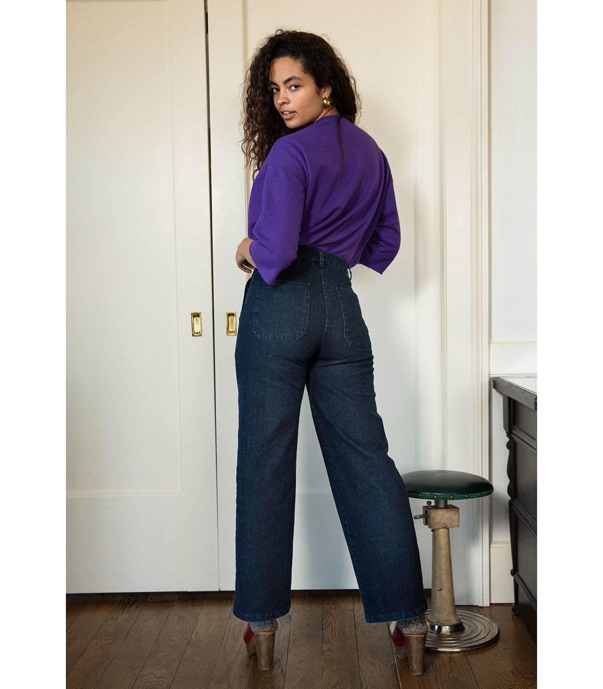 Loup - Kate Wide Leg Ankle Jeans - Dark Indigo -