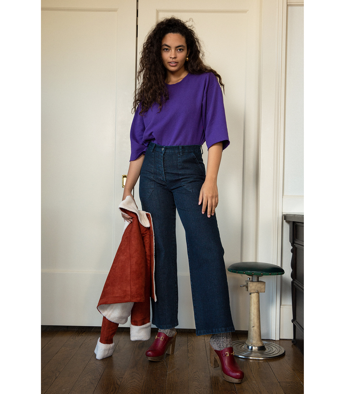 Loup - Kate Wide Leg Ankle Jeans - Dark Indigo -