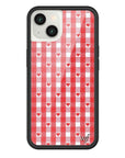 Wildflower - Gingham Hearts - Red iPhone Case -