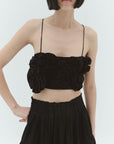 Loti - Rosa Silk Sculptural Flower Top - Black Mix -