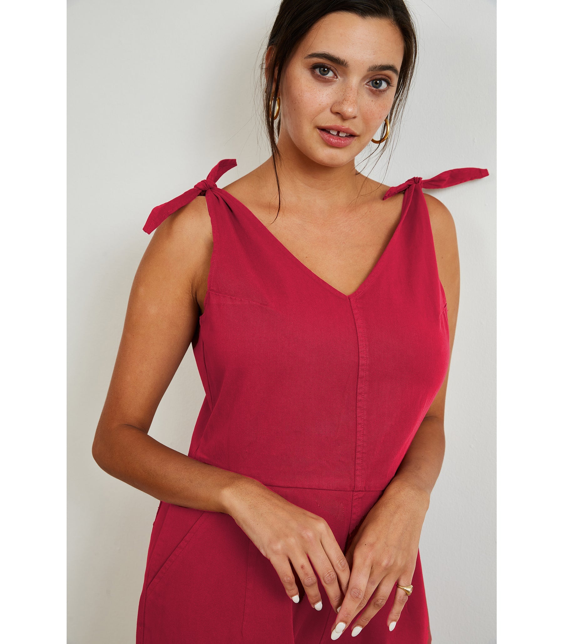 Slate Tie Strap Coveralls - Rose