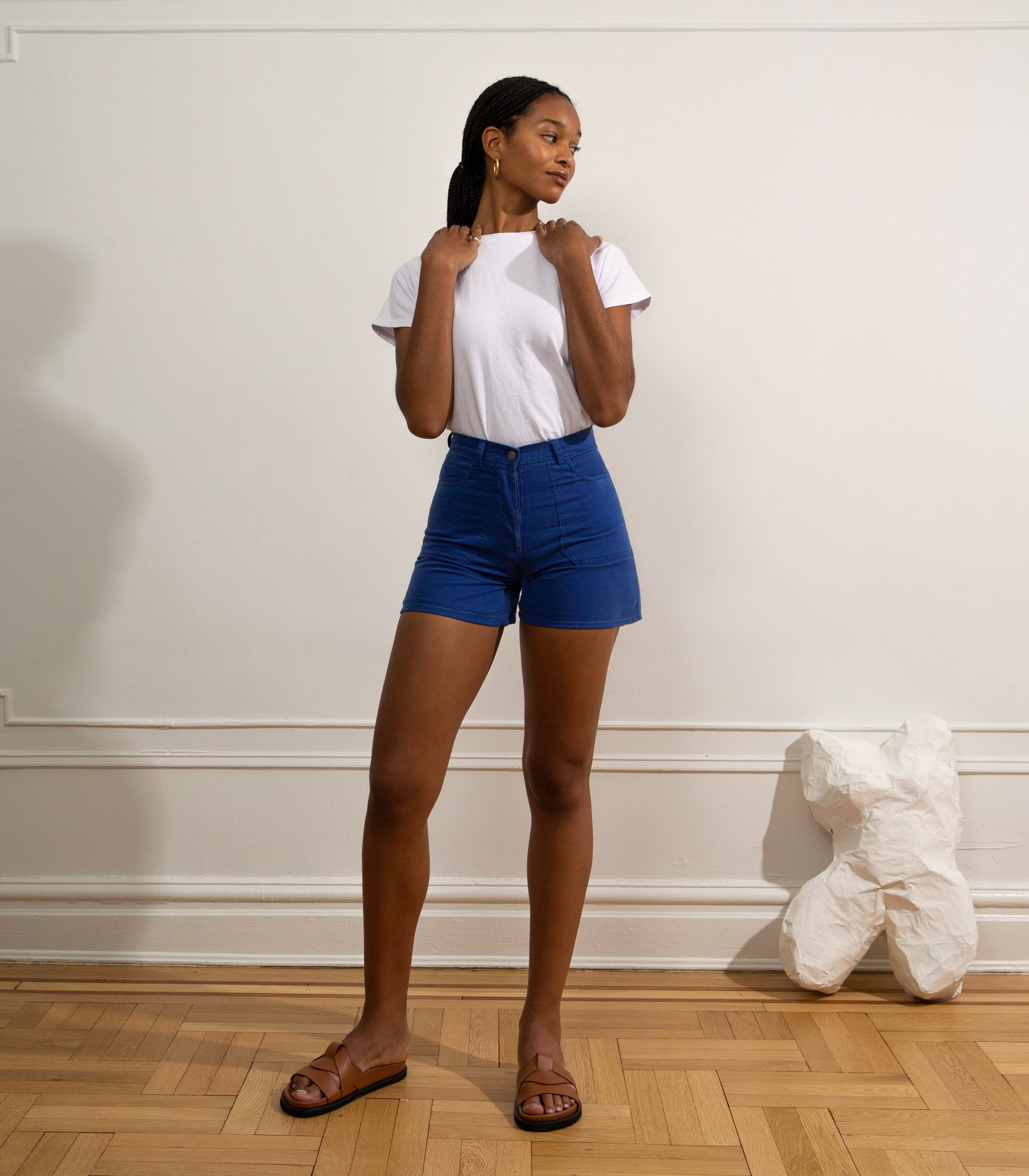 Royal blue high waisted orders shorts