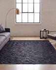 Solo Rugs - Meir Handmade Contemporary Cowhide Area Rug -