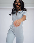 Wildflo Studio - Ribbed Polo Jumpsuit Silver -