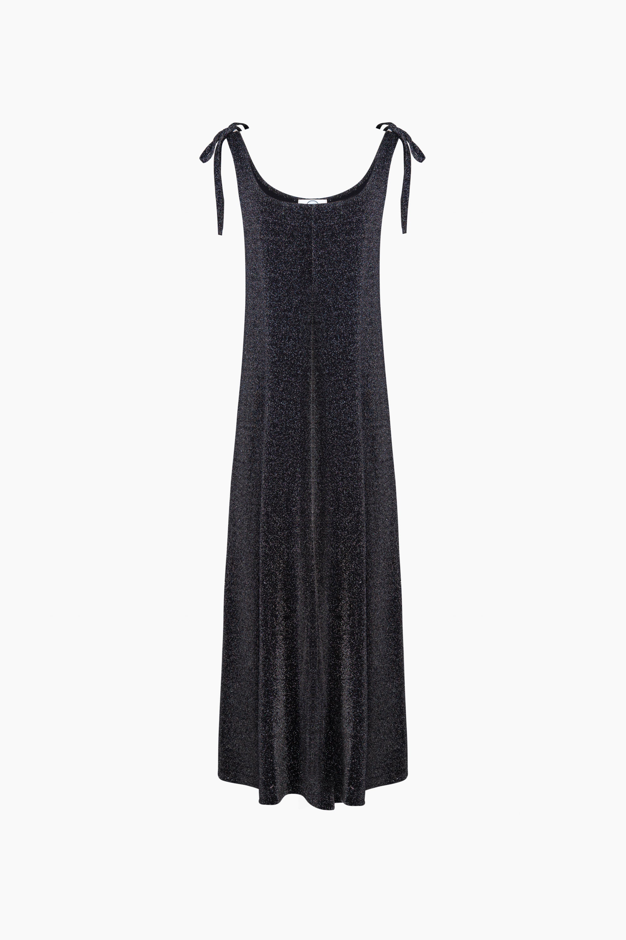 Kylie Lurex Slip Dress - Black