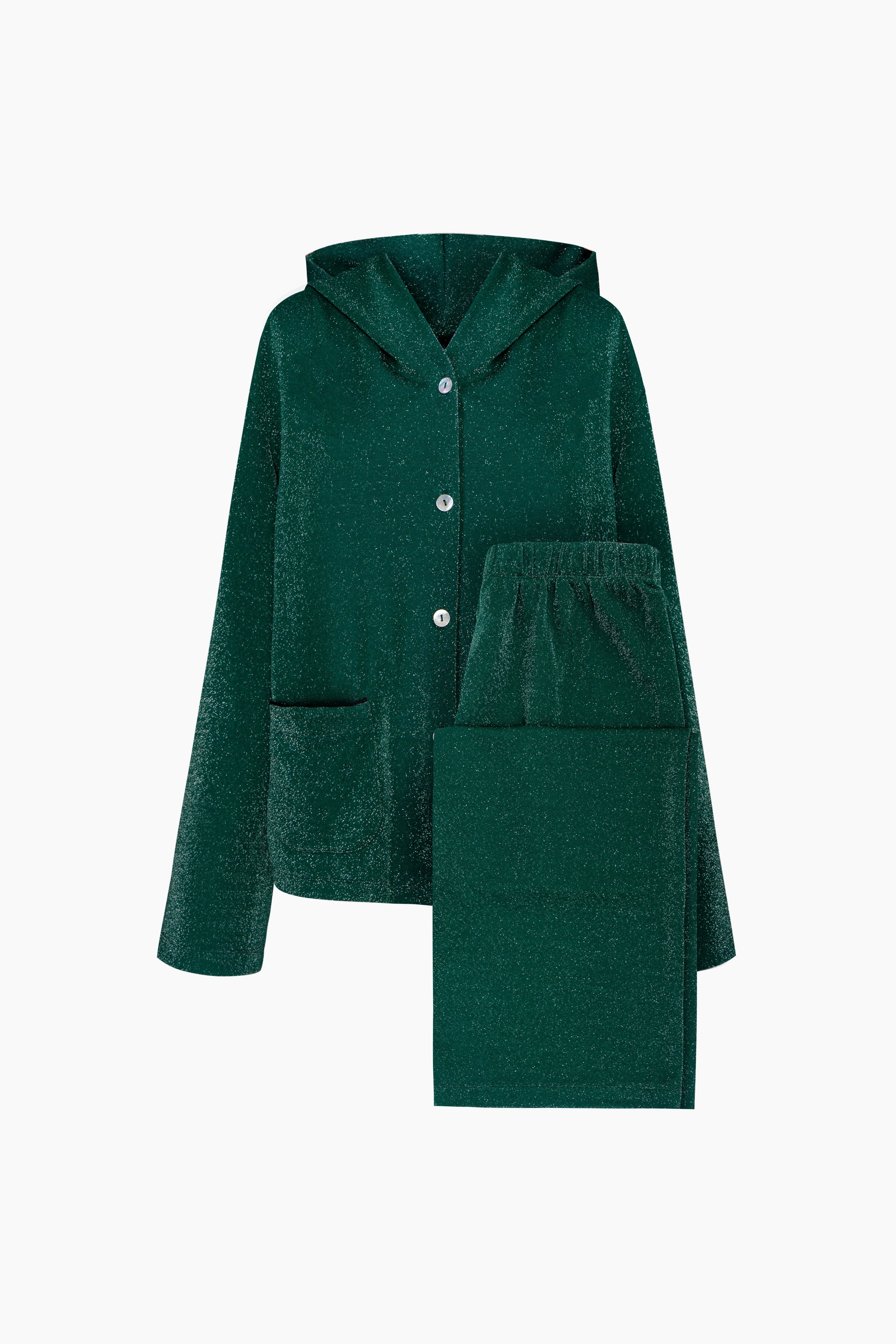 Kylie Lurex Hooded Set - Green