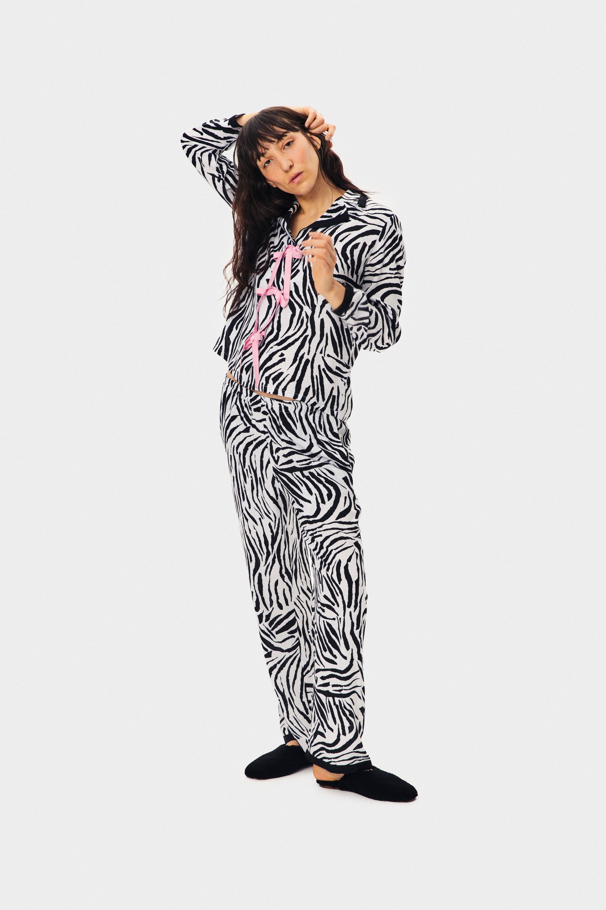 The Bow Pajama Set - Zebra Print