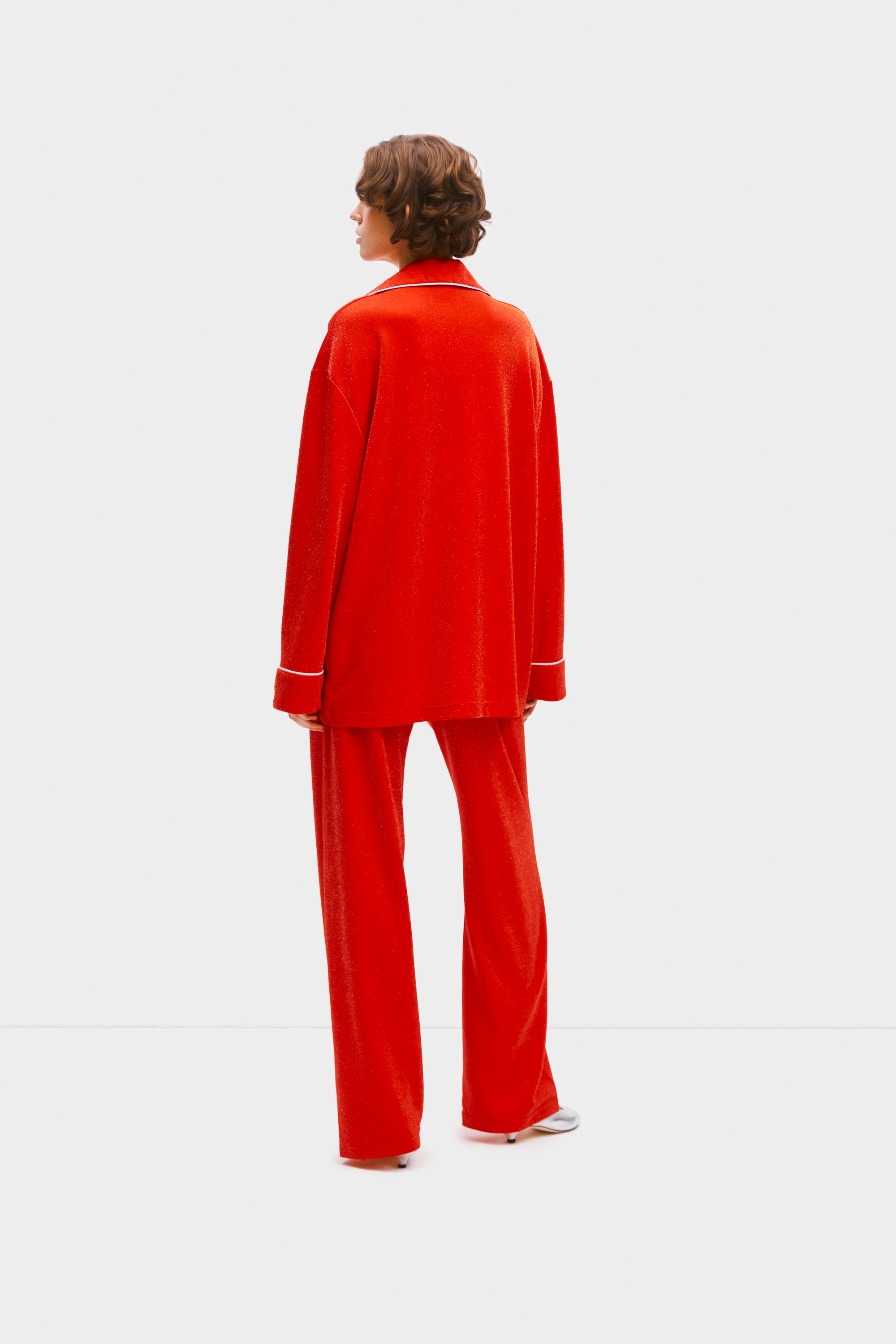 Saturn Lurex Pajama Set - Red