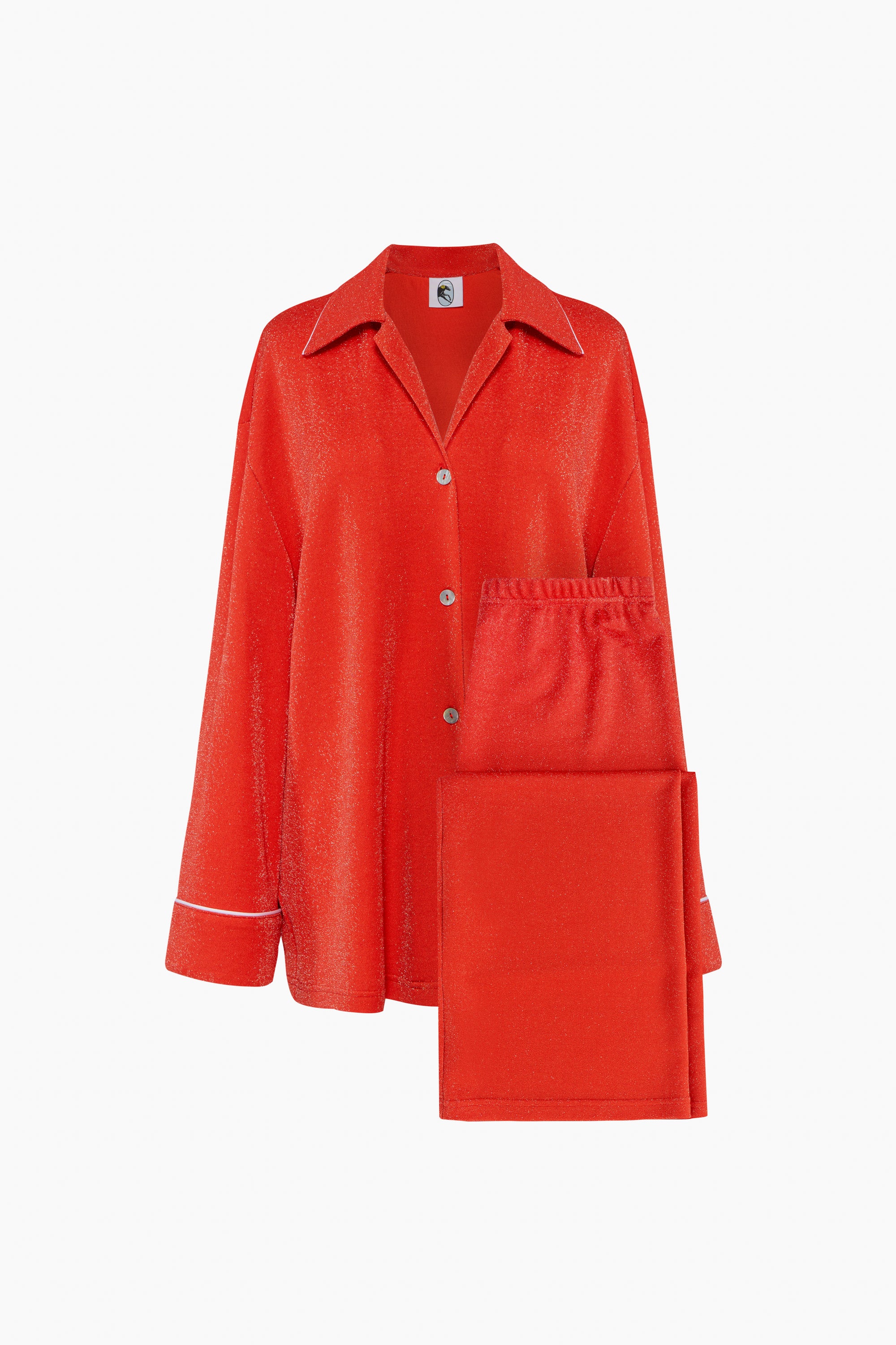 Saturn Lurex Pajama Set - Red
