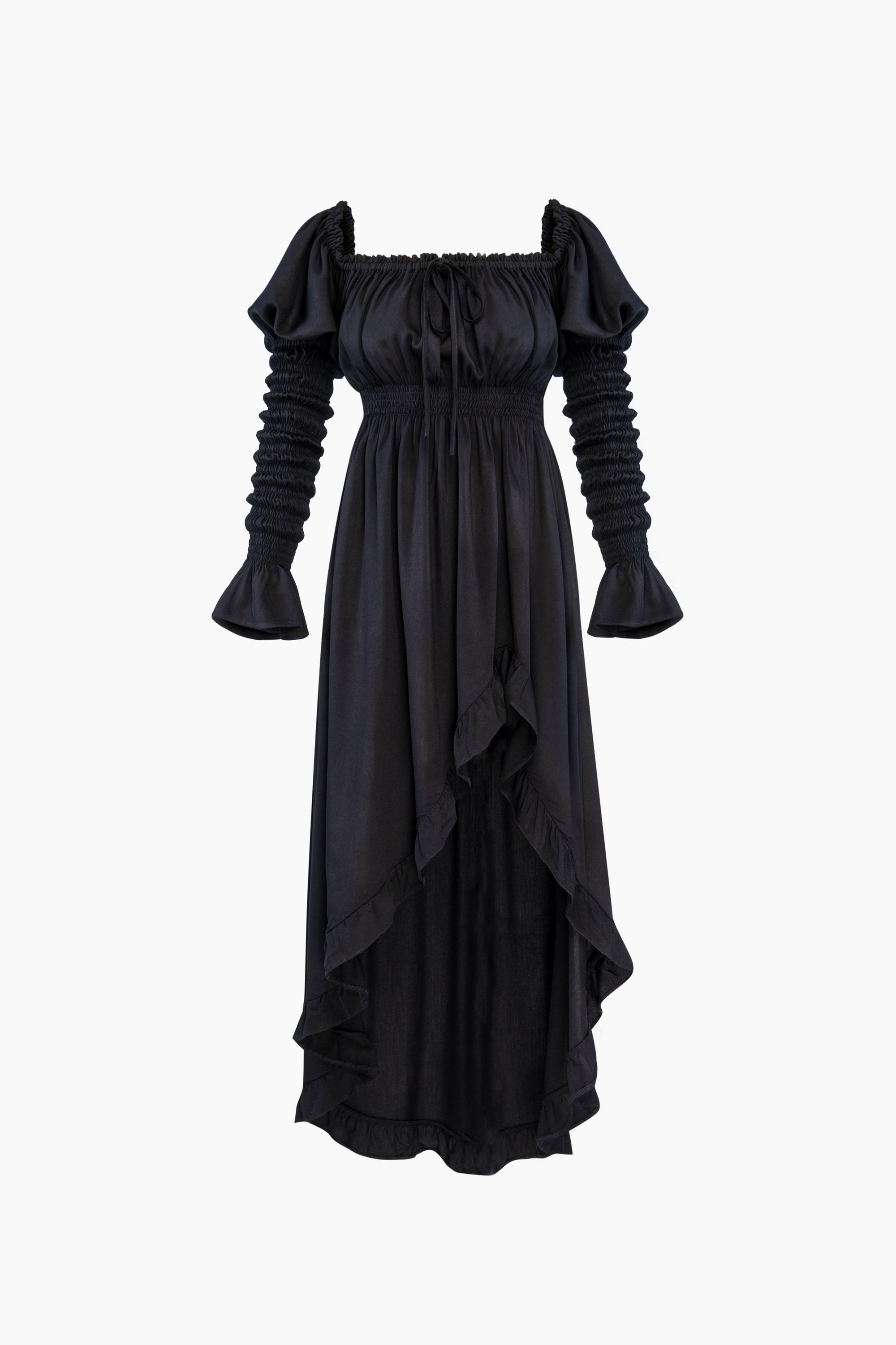 Wild Angel Shirred Asymmetric Dress - Black