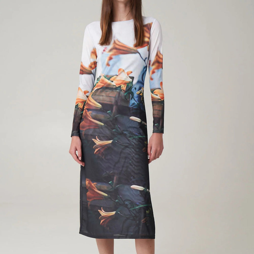 Paulie Midi Dress - Tiger Lilies