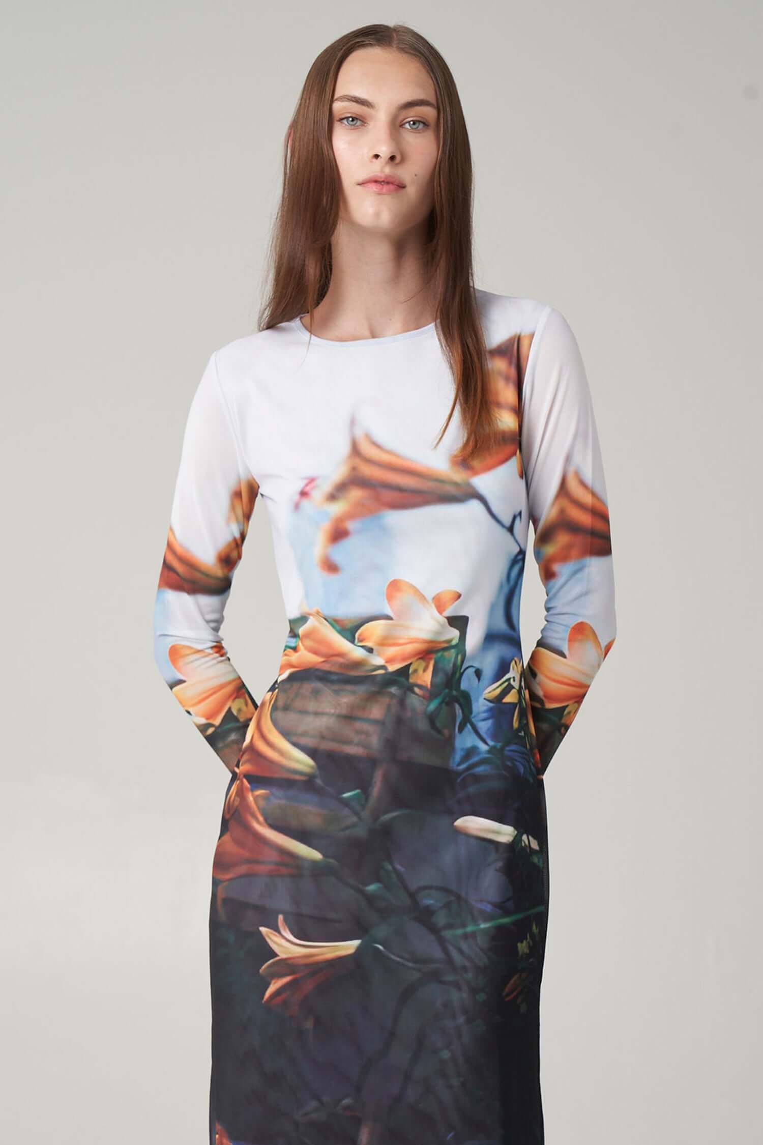 Paulie Midi Dress - Tiger Lilies