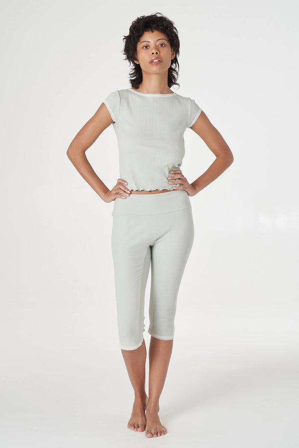 Ribbed Short Sleeve Tee - Sage