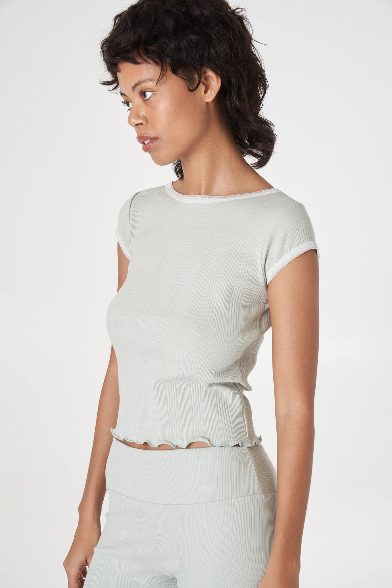 Ribbed Short Sleeve Tee - Sage
