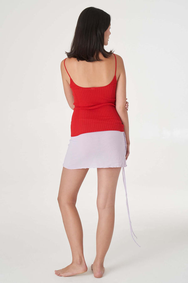 Light Weight Vary Rib Knit Tank - Red