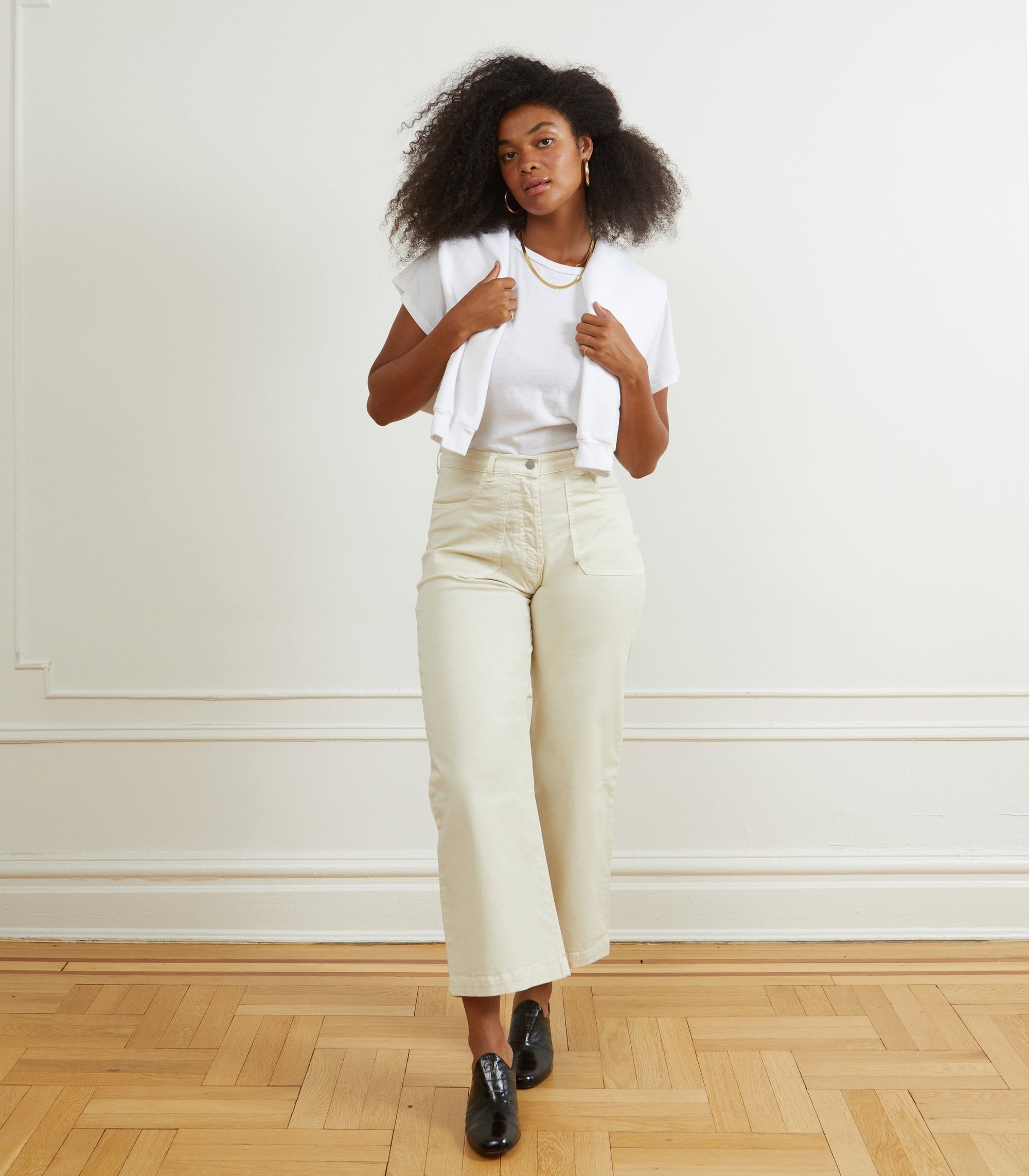 Loup - Simone Wide Crop Pants - Salt -